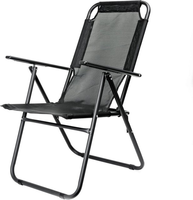 Platinet Klappbarer Campingstuhl für Outdoor und Wohnmobil in Schwarz mit Textilene-Bezug - Bild 1