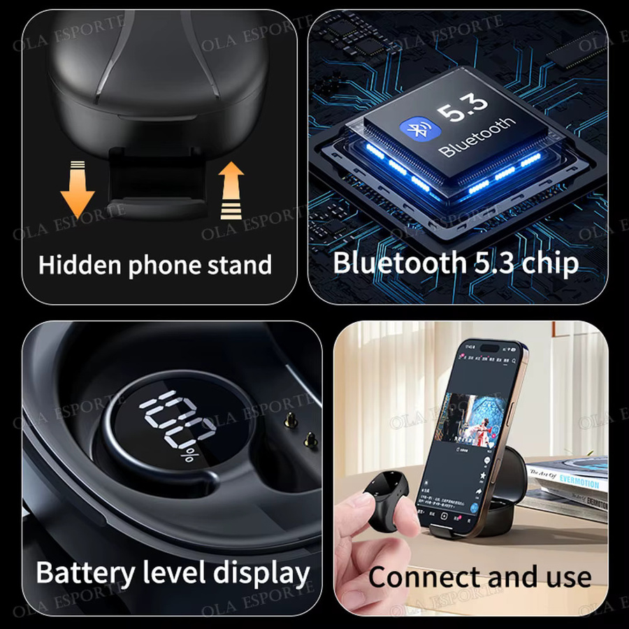 Ola Esporte Bluetooth Fernbedienung mit Touchscreen für iPad und iPhone in Schwarz zur Musiksteuerung und Videoaufnahme - Bild 2