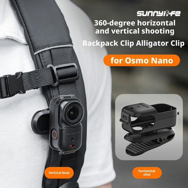 DJI Osmo Nano Rucksack-Clip in Schwarz, 360 Grad drehbarer Schnellverschluss-Clip mit Anti-Drop-Funktion für dein Vlog-Zubehör - Bild 1