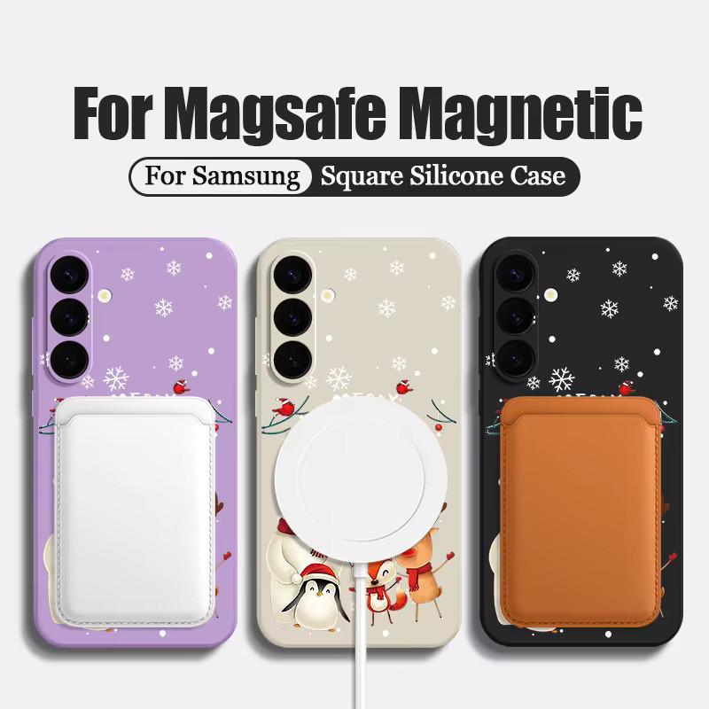 Magnetische Softcover Handyhülle mit Weihnachts-Bär Design für Samsung Galaxy S25 S24 S23 S22 Ultra Plus S21 S20 FE kompatibel mit MagSafe drahtlosem Laden in Beige und Weiß - Bild 3