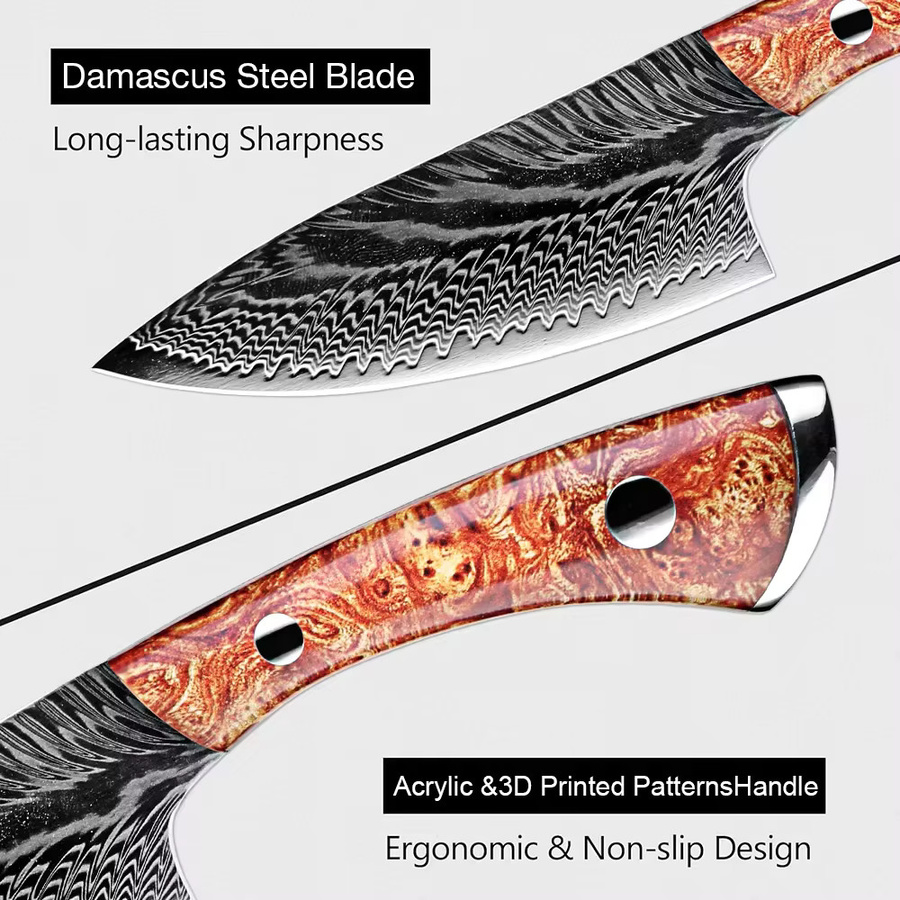 Xituo Damaststahl Cleaver mit Holzscheide, japanisches Allzweckmesser für Fleisch, Obst und Fisch in Multicolour - Bild 3