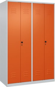 C+P PSA Doppel-Spind Classic PLUS mit 4 Abteilen, Stahlkonstruktion, Lichtgrau und Reinorange, B/H/T: 120 x 185 x 50 cm - Bild 1