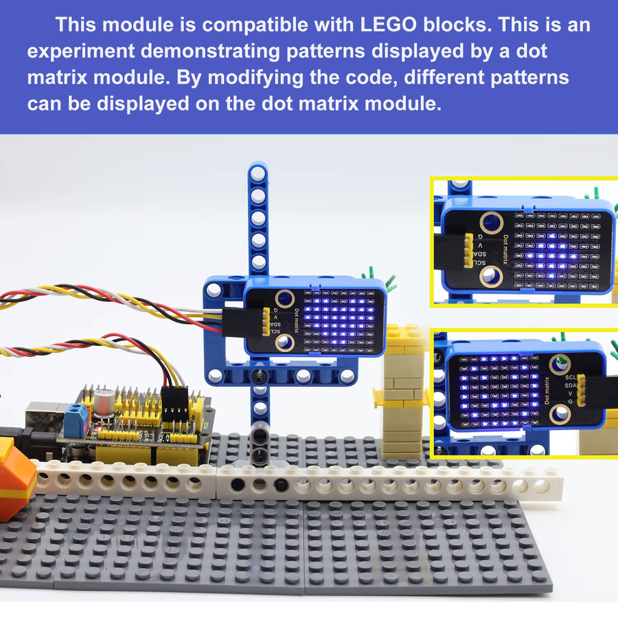 Keyestudio HT16K33_8X8 Dot Matrix Modul DIY elektronischer Baustein für Arduino IDE-Programmierung kompatibel mit Lego-Blöcken - Bild 5