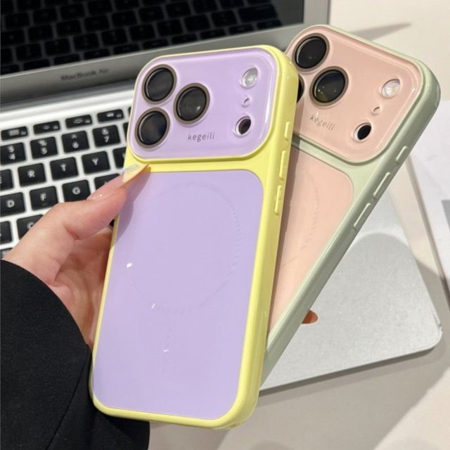 Candy AG Color Blocking MagSafe Wireless Charging Case für iPhone 17 16 15 14 13 12 Pro Max Glänzende Kristall-Glatte Hartschale in Multicolour - Bild 1