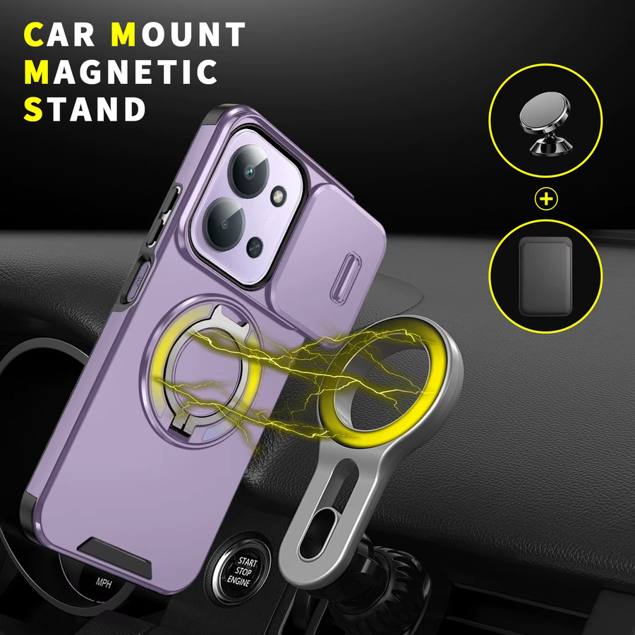 Magnetische rotierende Handyhülle mit Smart-Schiebefenster für Xiaomi Redmi A5 15C 15 in Orange und Purple - Bild 2