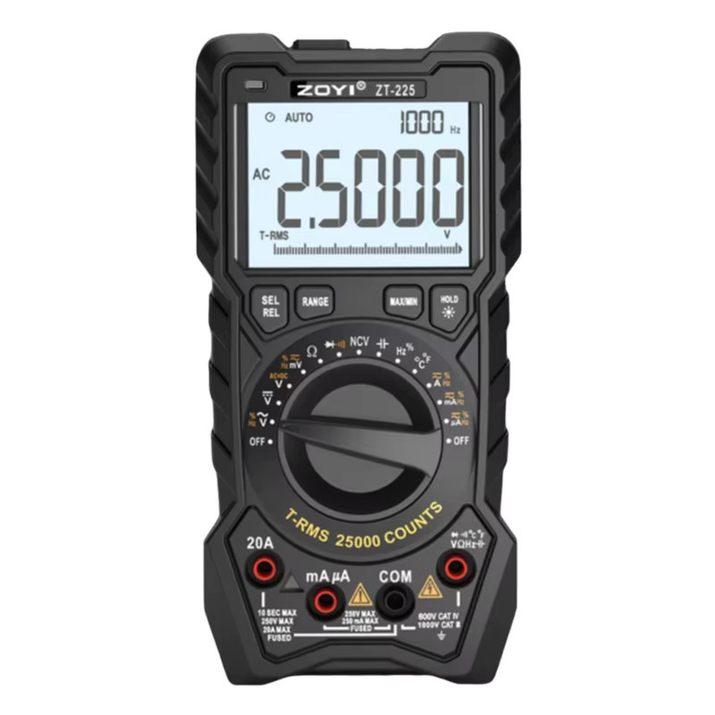 ZOYI ZT-225 True-RMS Digitalmultimeter mit 25000 Zählungen, 4½-stellig, automatischer Bereichswahl und Temperaturmessung, Schwarz - Bild 7