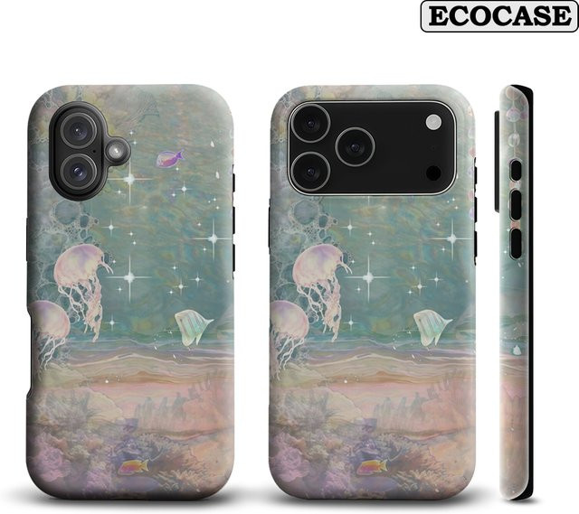 Handyhülle mit Unterwasser-Motiv für Apple iPhone 11 bis iPhone 17 Pro Max Plus, doppelschichtige Rückseite, Multicolor - Bild 1