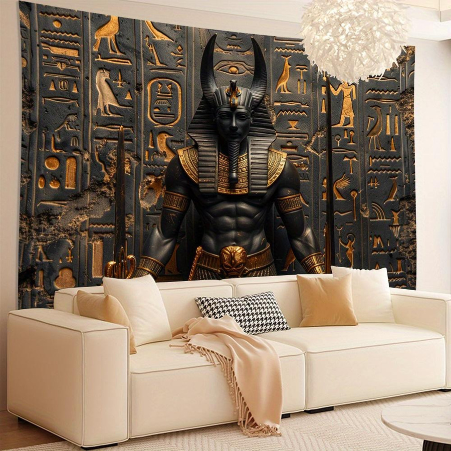 Antiker ägyptischer Wandteppich mit Anubis und Hieroglyphen von JMG Household Supplies, Mehrfarbig, Breite: 150 cm, Höhe: 100 cm - Bild 4
