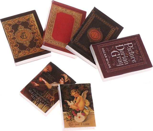 DIAPER&CORED Vintage Miniatur Buch Modell, 6-teiliges Set, Bunt / Mehrfarbig - Bild 1