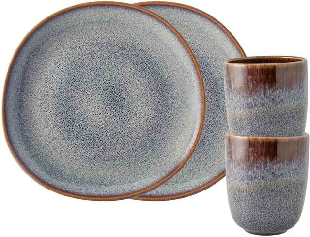 Villeroy & Boch Frühstücks-Set like. Lave in Blau, 4er Set aus Steinzeug - Bild 1