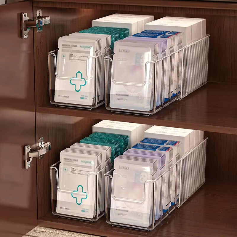 Ausziehbarer Acryl-Make-up-Organizer in Transparent mit herausnehmbarem Trenner zur Aufbewahrung von Kosmetik und Gesichtsmasken - Bild 4