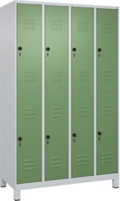 C+P Doppelstock-Spind Classic PLUS mit 4 Abteilen, Lichtgrau/Resedagrün, H x B x T: 195 x 120 x 50 cm - Bild 1