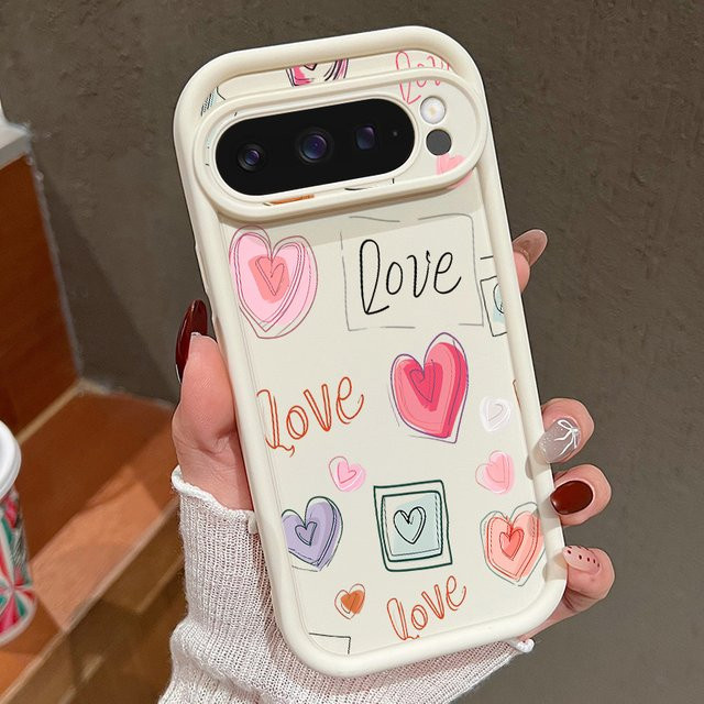 Stoßfeste TPU-Silikon Handyhülle mit Liebesherz-Muster für Google Pixel 8A, 8 Pro, 9 Pro und 9 Pro XL in Multicolor - Bild 1