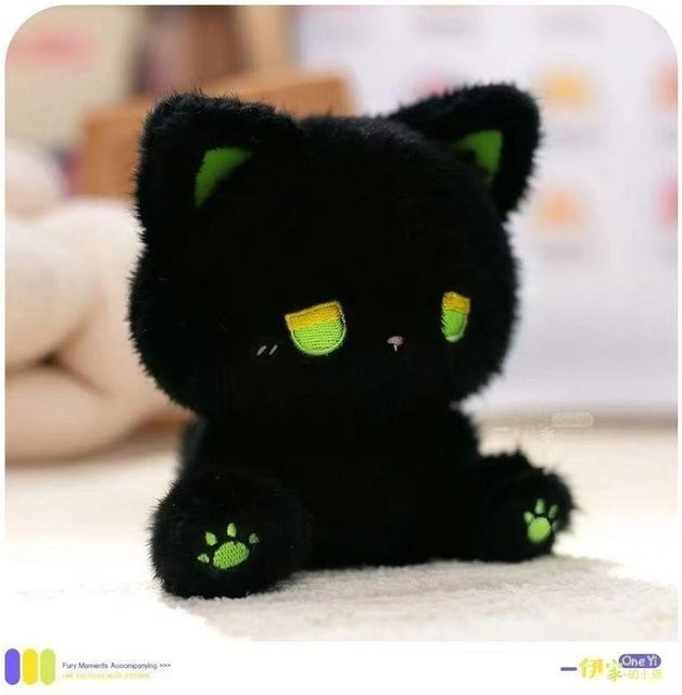 Yiran Health & Beauty Kawaii Katze Plüschtier, Schwarz, 16cm - Bild 1