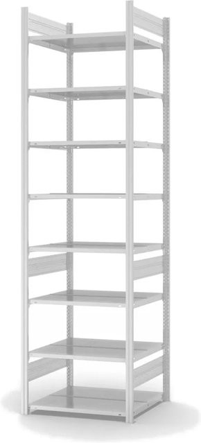 PROREGAL Aktenregal Stecksystem T-Profil aus verzinktem Stahl, Lichtgrau, H x B x T: 270 x 75 x 60 cm, 8 Ebenen, beidseitig nutzbar - Bild 1