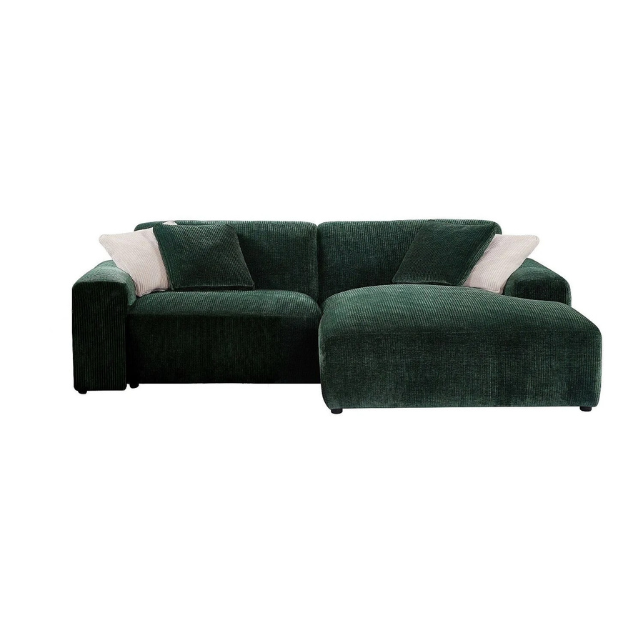 Vente-unique Sofa Tirono L-Form in Tannengrün mit Cord-Bezug, Breite: 254 cm - Bild 2
