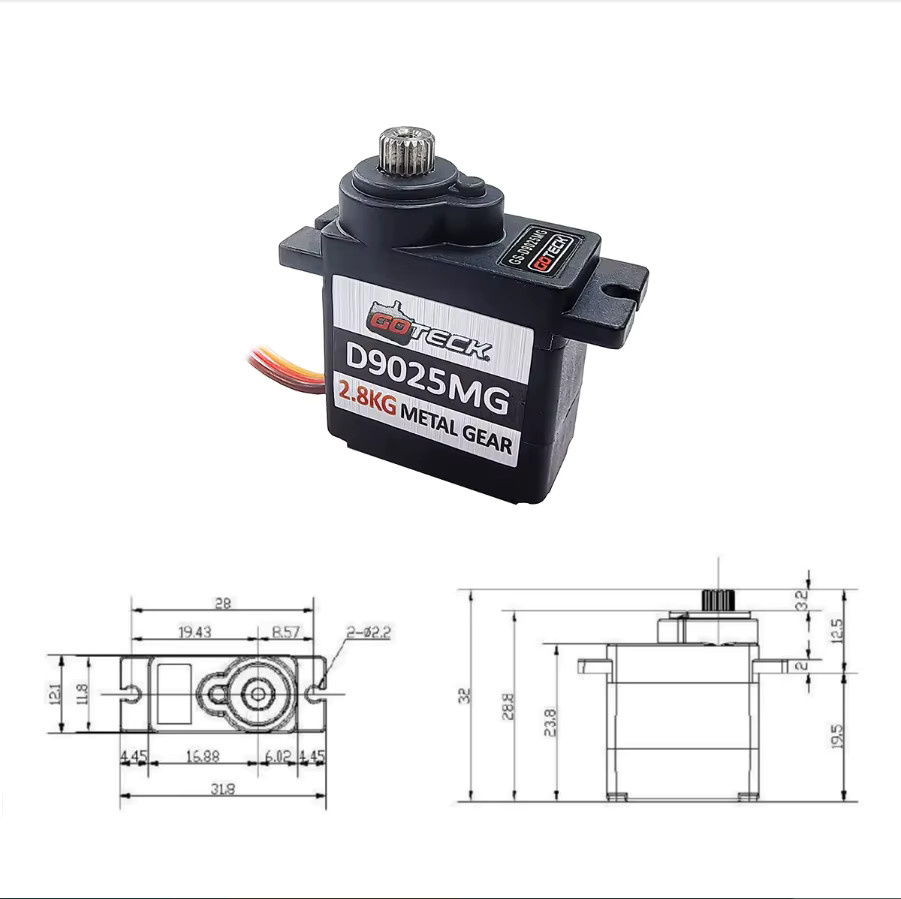 Goteck GS-D9025MG Digital 9g Metallgetriebe-Servo-Set, 2-teiliges Set - Bild 4