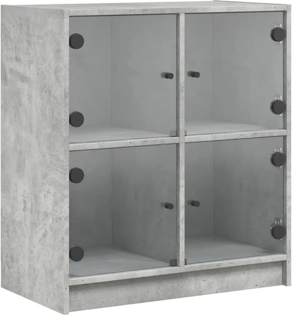 vidaXL Beistellschrank mit Glastüren in Betongrau, modern und matt - Bild 1
