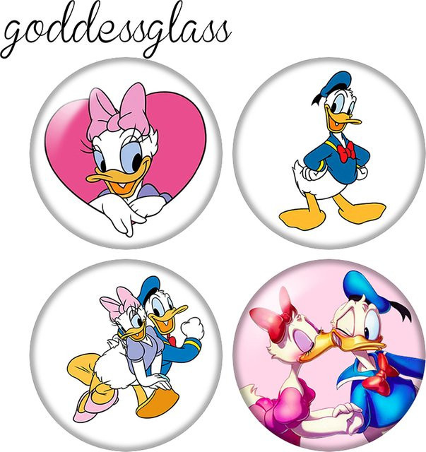 MINISO Foto-Glascabochon, Donald Daisy Duck Couple Cartoon, bunt, 10 Stück - Bild 1