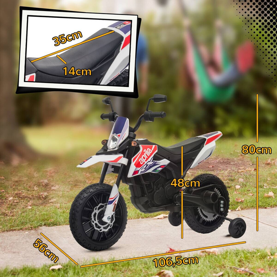 AIYAPLAY Kinder Elektro-Motorrad Weiß mit Musik ab 3 Jahren - Bild 4