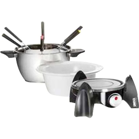 Unold Fondue-Set 48615 in Schwarz und Silber für Fleisch-, Käse- und Schoko-Fondue