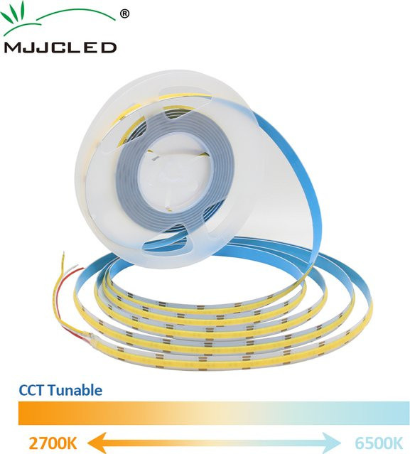 MJJCLED COB CCT LED-Lichtleiste, dimmbar, 608 LEDs, FCOB 10 mm, Ra90, Farbtemperatur 2700 K bis 6500 K, lineare Bandleuchte - Bild 1