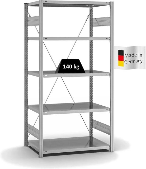 PROREGAL Fachbodenregal Stecksystem T-Profil Light-Duty, verzinkt, H x B x T: 200 x 100 x 60 cm, 5 Ebenen, Fachlast 140 kg - Bild 1