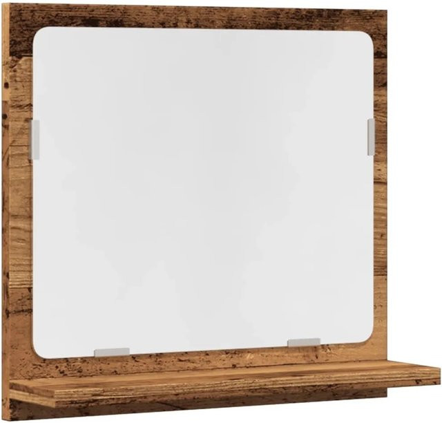vidaXL Badspiegel mit Ablage in Altholz-Optik, Farbe: Braun, B/T/H: 40 x 11 x 37 cm - Bild 1