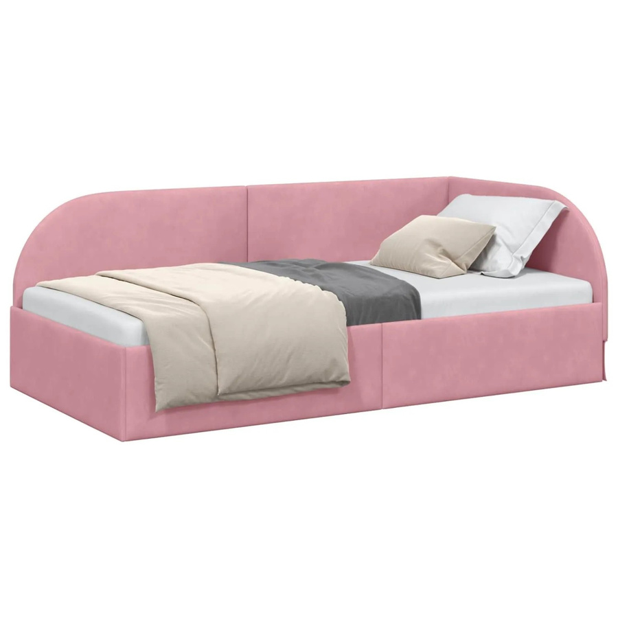 vidaXL Eckbettgestell Rosa aus Polyester und Sperrholz, B/T/H: 200 x 90 x 72 cm - Bild 2
