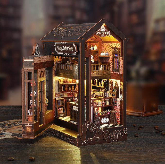 StartCabin DIY Buch Nook Holz Puppenhaus Bausatz mit Licht, Fantasy Miniatur Zubehör in Natur/Holzfarben - Bild 1