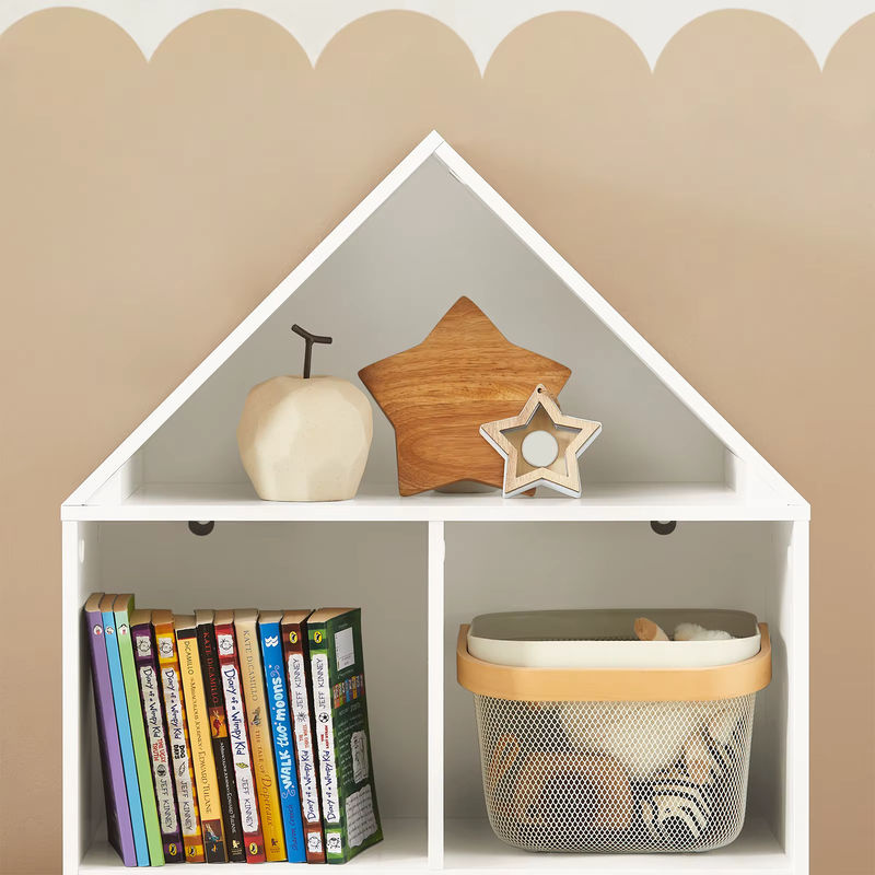 SoBuy Kinderregal mit Haus-Design in Weiß KMB58-W, Bücherregal für Kinder aus MDF und Kiefer, B/T/H: 60 x 30 x 103 cm - Bild 5