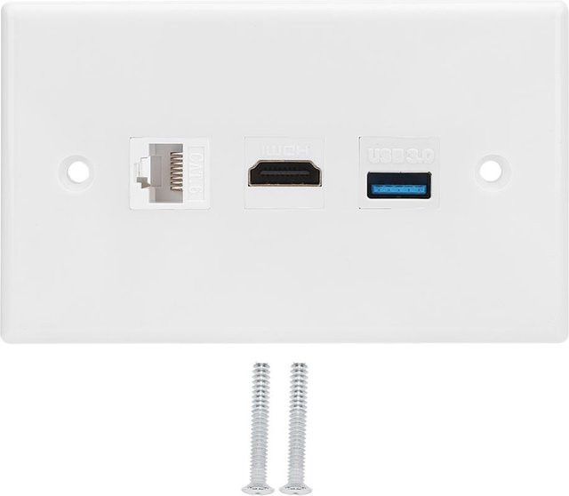GoolRC Multimedia Wandpanel mit HDMI, USB 3.0 und CAT6 Ethernet Anschluss in Weiß - Bild 1