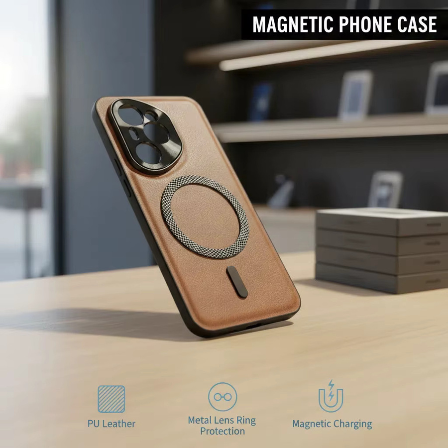Magnetische PU-Leder Schutzhülle für Honor 400 Pro und Honor 400 mit Kameraschutz und Stoßfestigkeit von Fundas in Grün und Braun - Bild 2
