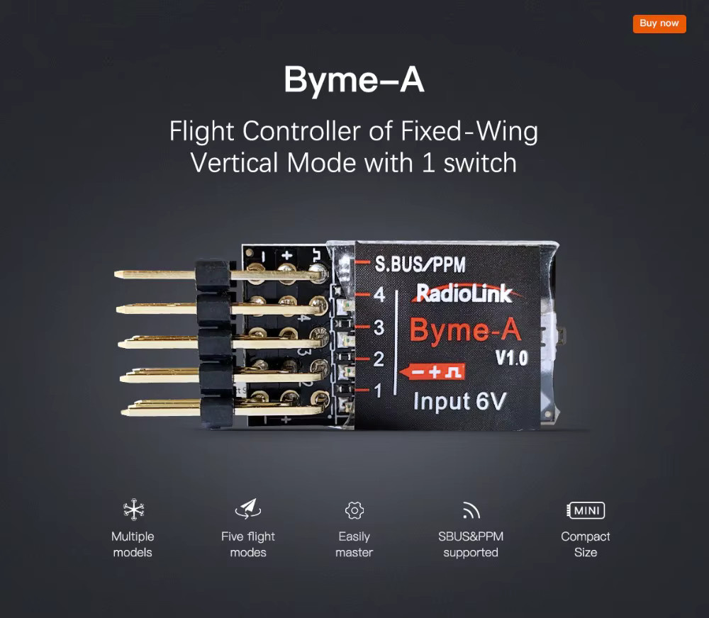 Radiolink Byme AD Flugsteuerung, mit Gyroskop zur Selbststabilisierung und Balance, 3D-Kran-Aeromodell, Deltaflügel, Su27 Papierflugzeug - Bild 2