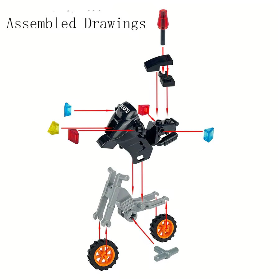 Stadt Polizei SWAT Motorrad Modell Bausteine, 1-teiliges Set, ab 6 Jahren - Bild 4