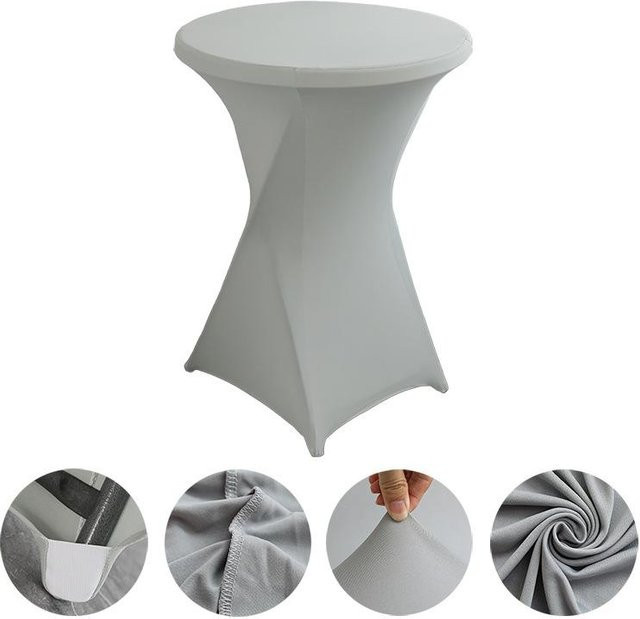 ChicFashion 5er Set elastische runde Tischdecke aus Spandex für Cocktailtische, Lichtgrau, B: 60 cm, H: 110 cm - Bild 1