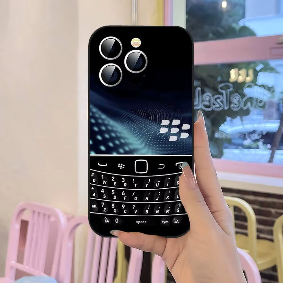 Retro B-Blackberry Handyhülle für iPhone 17 16 15 14 13 12 11 Pro Max Plus in Schwarz aus weichem TPU - Bild 6