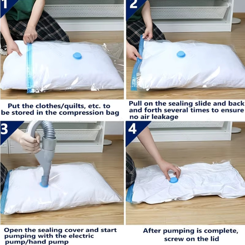 AGASHE Vakuum-Aufbewahrungsbeutel extra groß, transparent, B: 79,76 cm, H: 101,35 cm, platzsparende Aufbewahrung für Kleidung und Bettwäsche - Bild 2