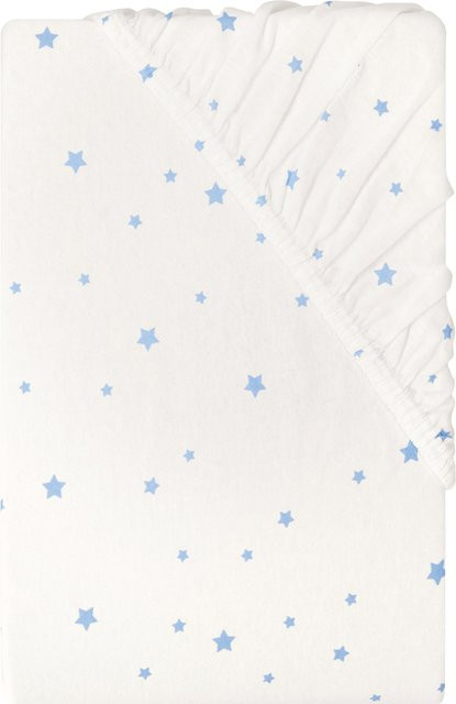 LIVARNO Kinder-Spannbettlaken aus Jersey mit Sternen, Blau/Weiß, B/T: 90 x 100 x 200 cm - Bild 1