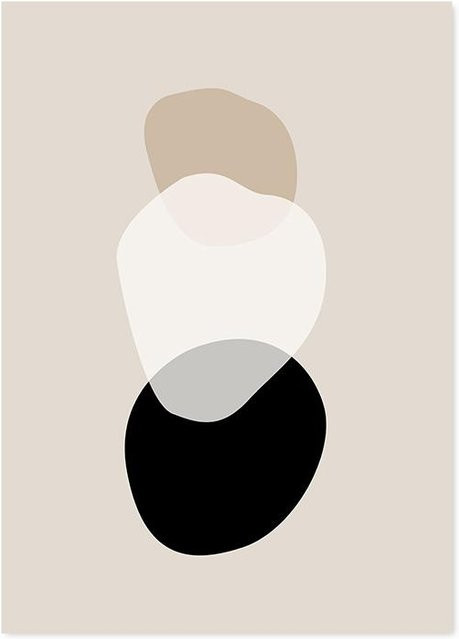 Edelweiss Art Poster Studio Abstrakte geometrische Leinwandmalerei in Beige und Schwarz im Boho-Stil, B: 40 cm, H: 60 cm - Bild 1
