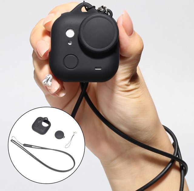 Insta360 Silikon-Schutzhülle in Schwarz mit Handschlaufe und Objektivschutz für die GO Daumenkamera - Bild 1