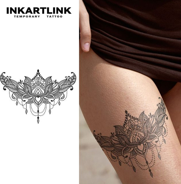 Haina Lotus Temporäres Tattoo, wasserfest, semipermanent - Bild 1