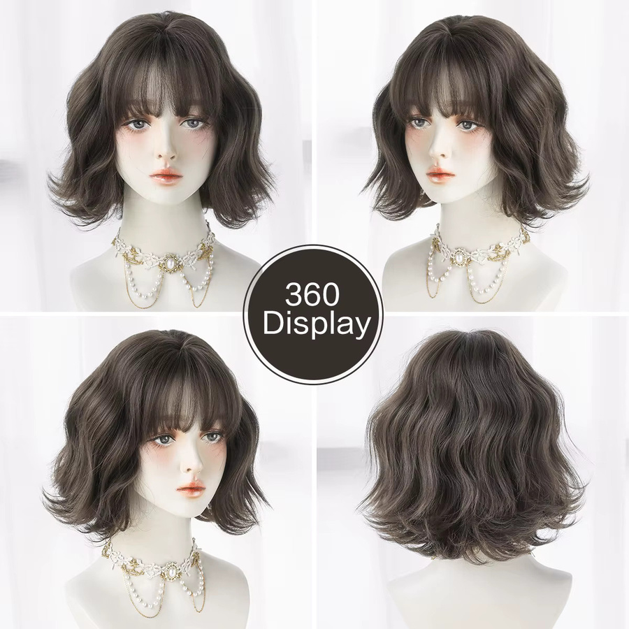 7JHH WIGS Perücke, Kurze Wasserwellen, Kühles Braun, Damen - Bild 4