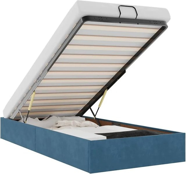 vidaXL Ottoman-Bett aus Samt in Dunkelblau mit Lift-up-Funktion, B/T/H: 90 x 193 x 23,5 cm - Bild 1