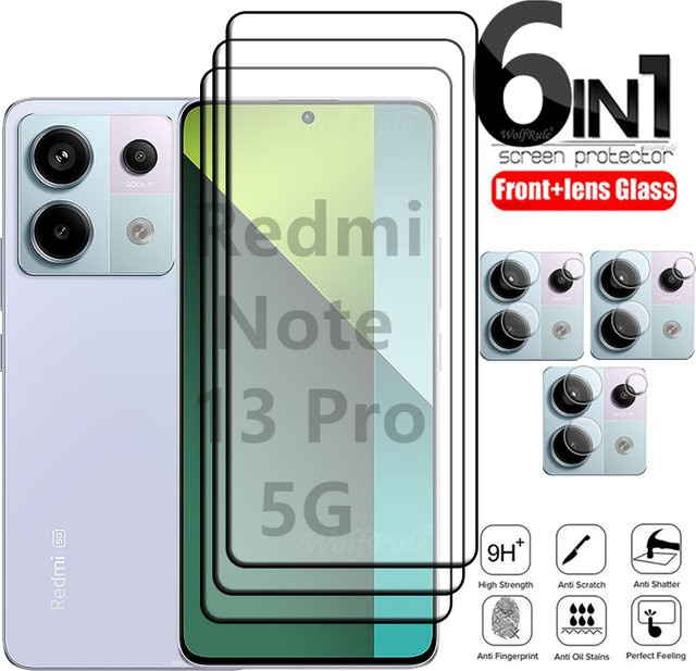 Xiaomi 6-in-1 Schutzset für Redmi Note 13 Pro und Redmi Note 13 Pro 5G mit gehärtetem 9H Glas Display-Schutz und Objektiv-Glas in Transparent - Bild 1