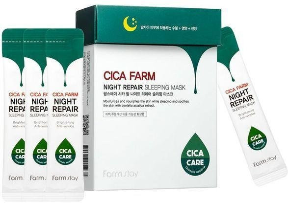 Farm Stay Cica Farm Nacht-Reparatur-Schlafmaske, 20 Stück, mit Niacinamid und Hyaluronsäure - Bild 1