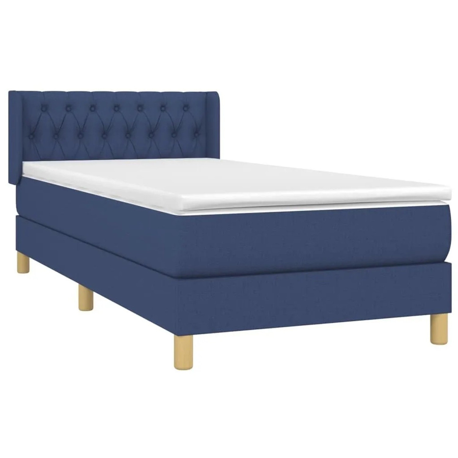 vidaXL Boxspringbett mit Matratze Blau, Hybridbett mit Taschenfederkern, B/T/H: 90 x 200 cm - Bild 2