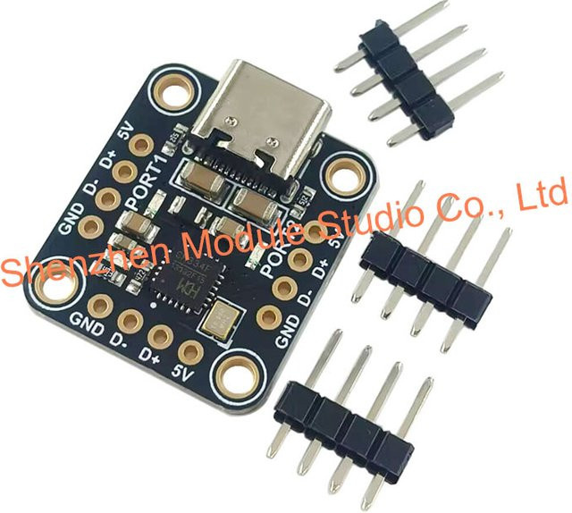 CH334F Mini 2-Port USB Hub Breakout Board USB-C in Schwarz - Bild 1
