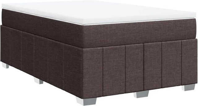 vidaXL Boxspringbett mit Matratze Dunkelbraun B/T/H: 120 x 190 x 46 cm Hybrid-Modell mit Taschenfederkern und Stoffbezug - Bild 1