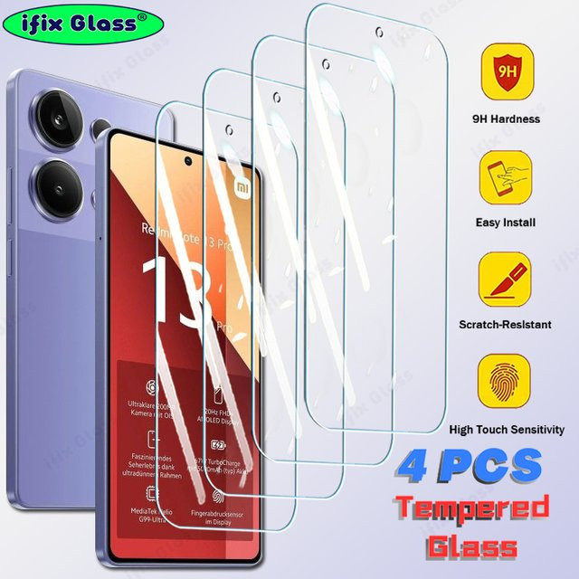 4er-Set gehärtetes Glas Display Schutzfolie für Xiaomi Redmi Note 13 12 11 10 Pro 12S 11S 10S 13C 12C in Transparent - Bild 1